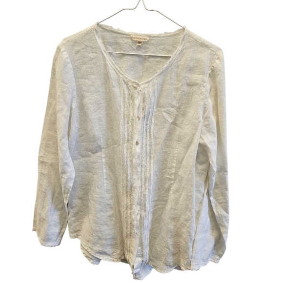 Eileen Fisher White Button Down Top Irish Linen Womens - Picture 1 of 6